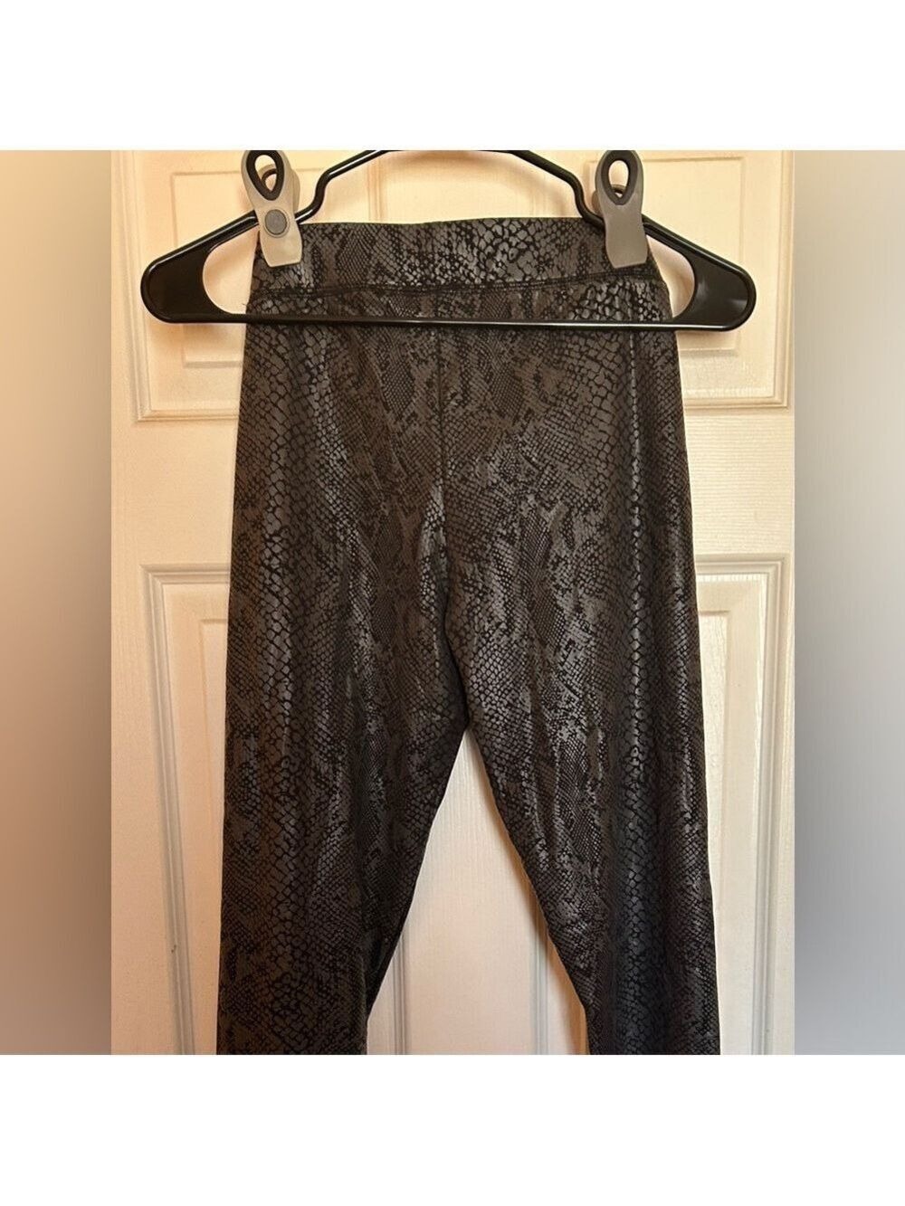PINK-animal print black leggings- full length